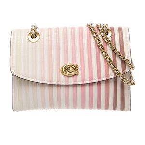 Coach Leather Shoulder Bag – Striped, Chain Strap